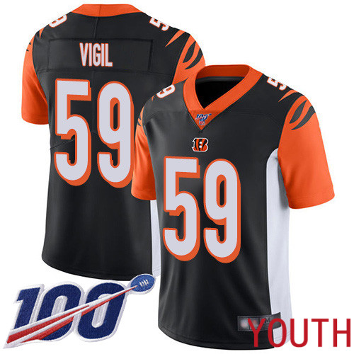 Cincinnati Bengals Limited Black Youth Nick Vigil Home Jersey NFL Footballl #59 100th Season Vapor Untouchable->youth nfl jersey->Youth Jersey